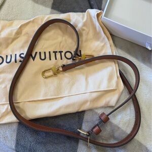 Louis Vuitton Adjustable Brown Caramel Leather Strap with Gold Hardware